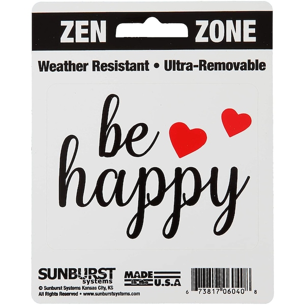 Sunburst Systems Decal Be Happy 2.75 in x 3.5 in, 12-Pack PK 6240 - main